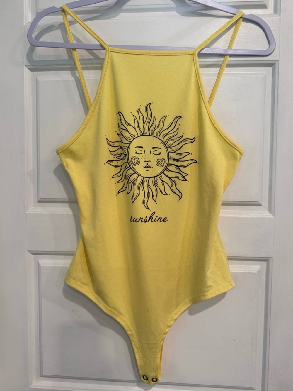 Ruby & Lace Sunshine Celestial Sun Yellow Thong Tank Top Bodysuit Size Large